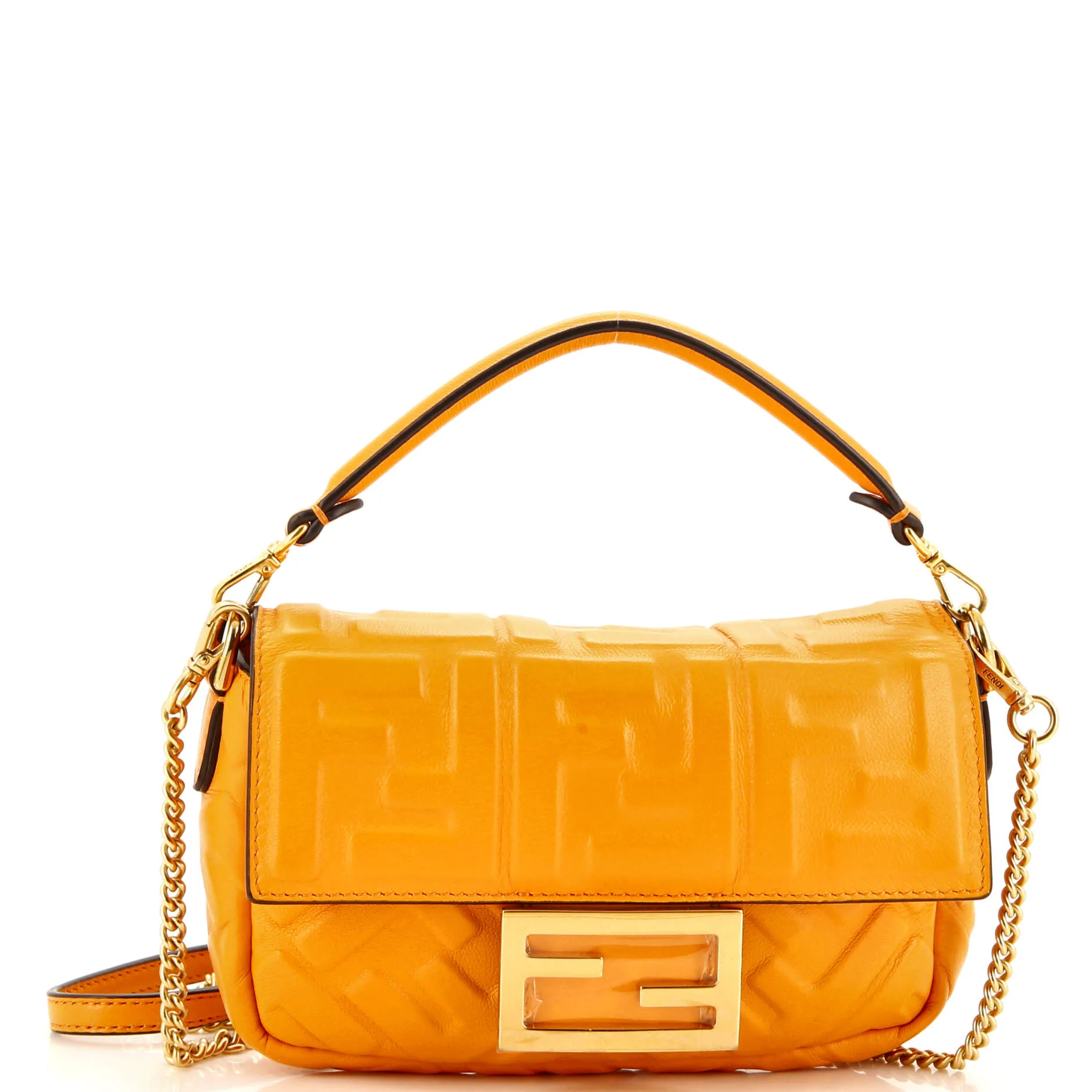 FENDI Baguette NM Bag Zucca Embossed Leather Mini