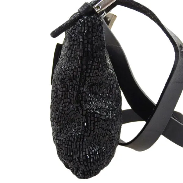 FENDI Beads Mamma Baguette Shoulder Bag Black