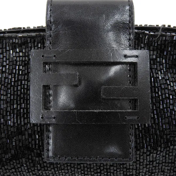 FENDI Beads Mamma Baguette Shoulder Bag Black
