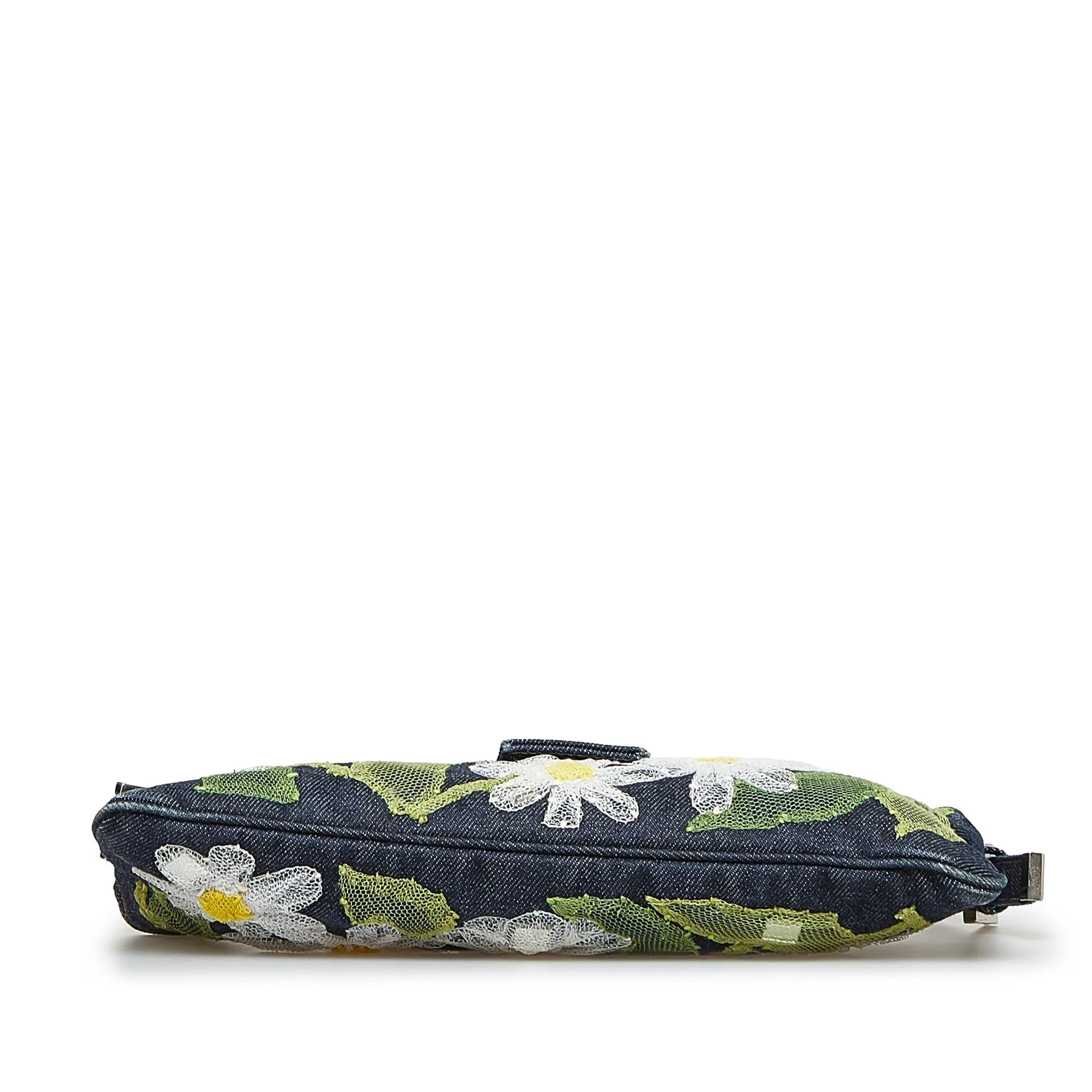 FENDI Embroidered Denim Baguette