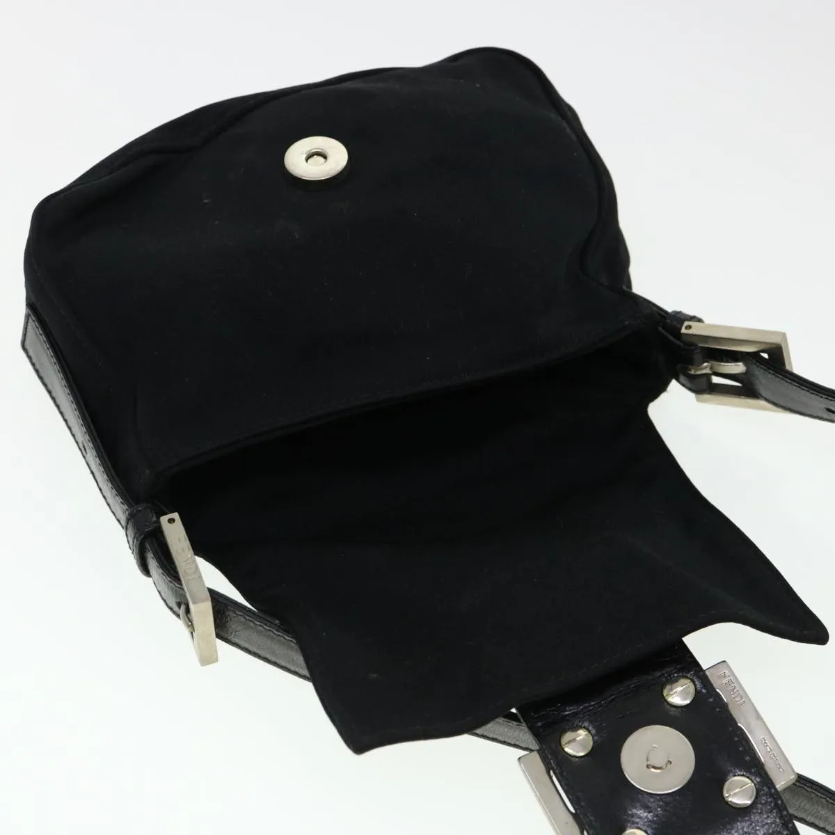 FENDI Mamma Baguette Shoulder Bag Nylon Black  bs4896