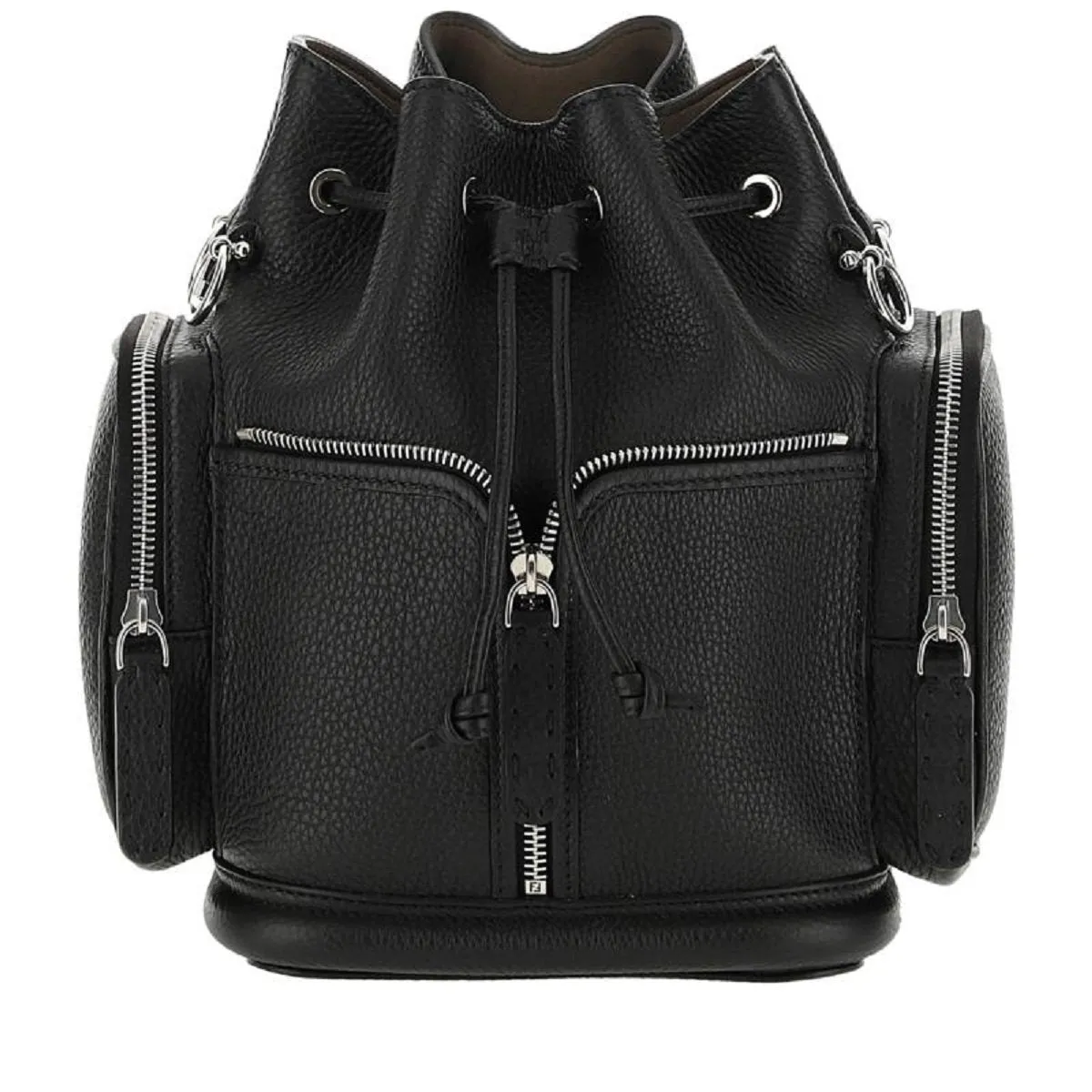 Fendi Mon Tresor Black Selleria Calfskin Leather Bucket Bag 8BT301
