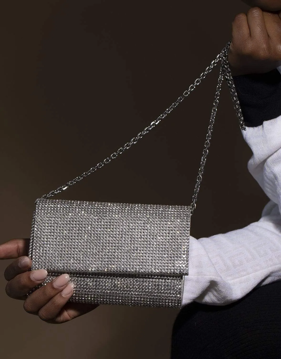Fizzy Silver Crystal Clutch