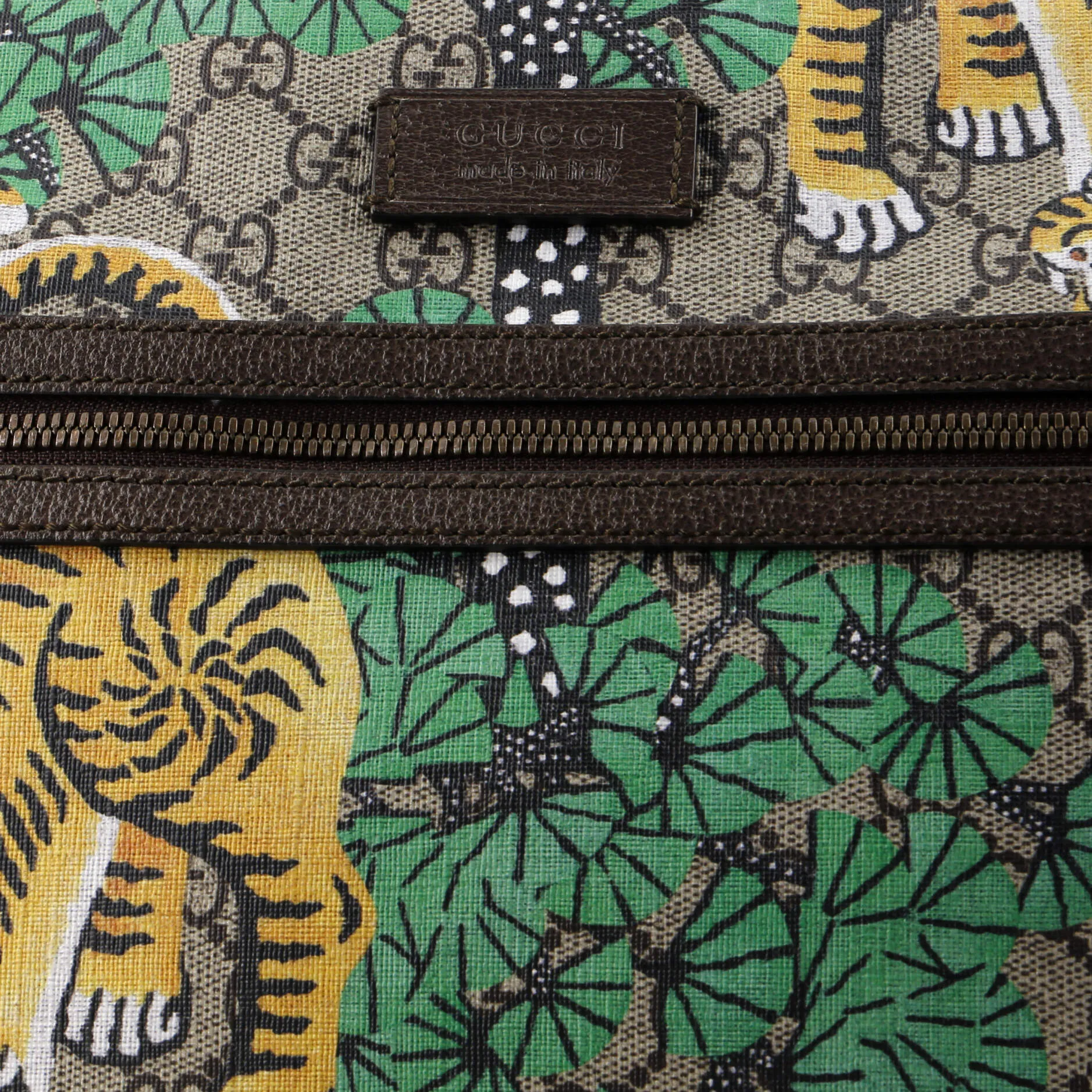 Front Zip Messenger Bengal Print GG Coated Canvas Medium