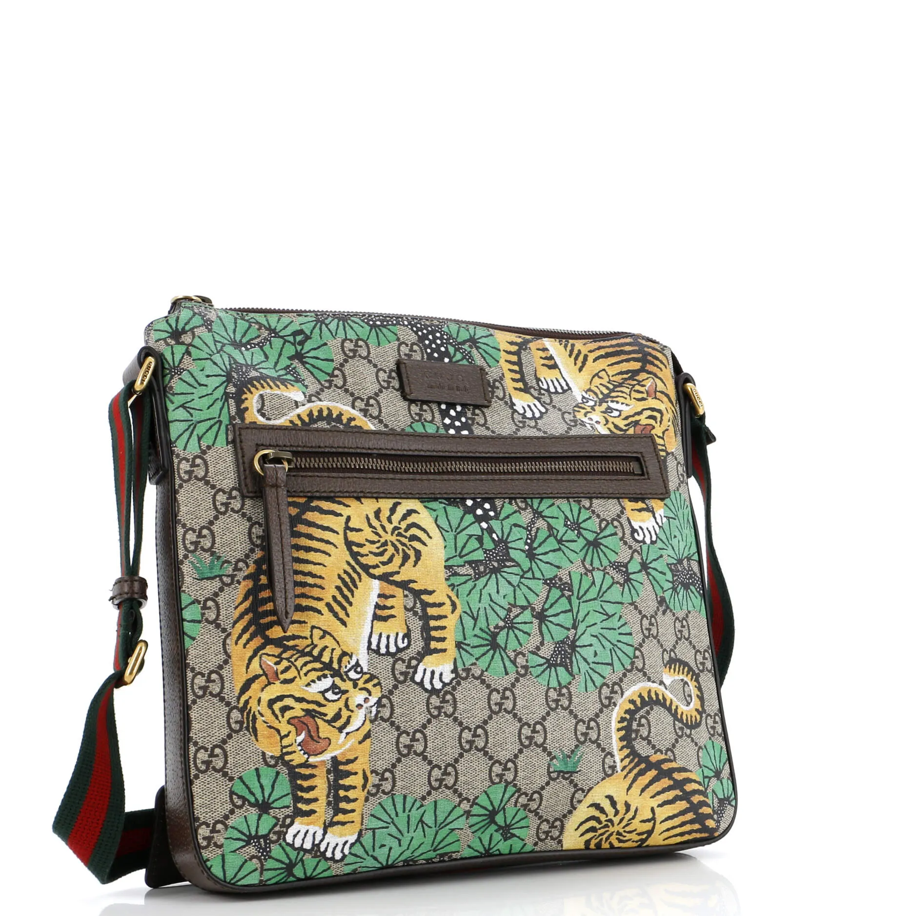 Front Zip Messenger Bengal Print GG Coated Canvas Medium