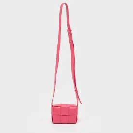 Fuchsia Intreccio Leather Mini Cassette Crossbody Bag