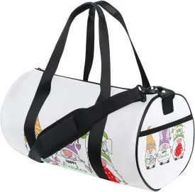 Happy Easter Gnomes with Easter Eggs Light Colors on White Portable Gym Bag, Travel Bag, Luggage bag, Sports Bag, Toiletry Bag with Handles, Detachable Shoulder Strap 17.6 x 9 x 9 inch