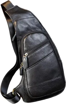 Hebetag Leather Sling Bag Crossbody Backpack for Men Women Travel Outdoor Camping