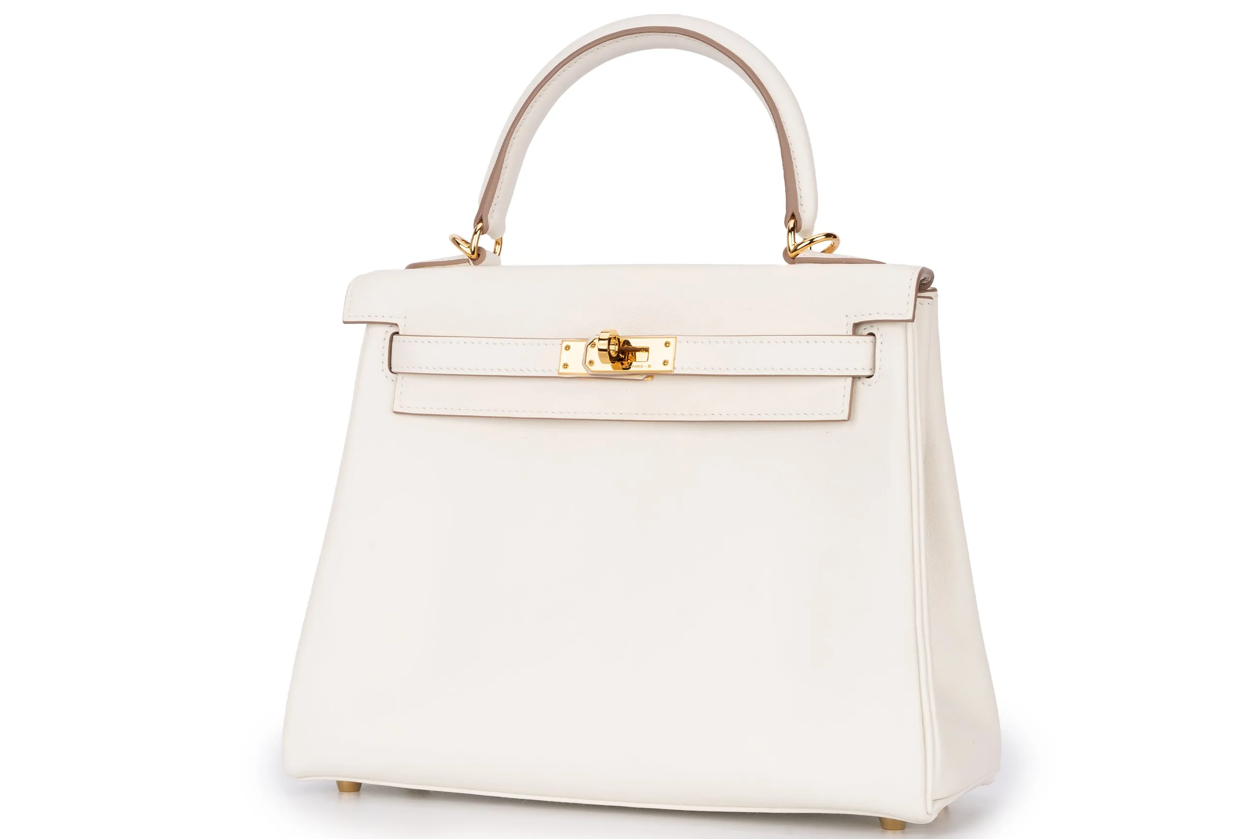 Hermès Kelly 25 Retourne Swift Mushroom GHW