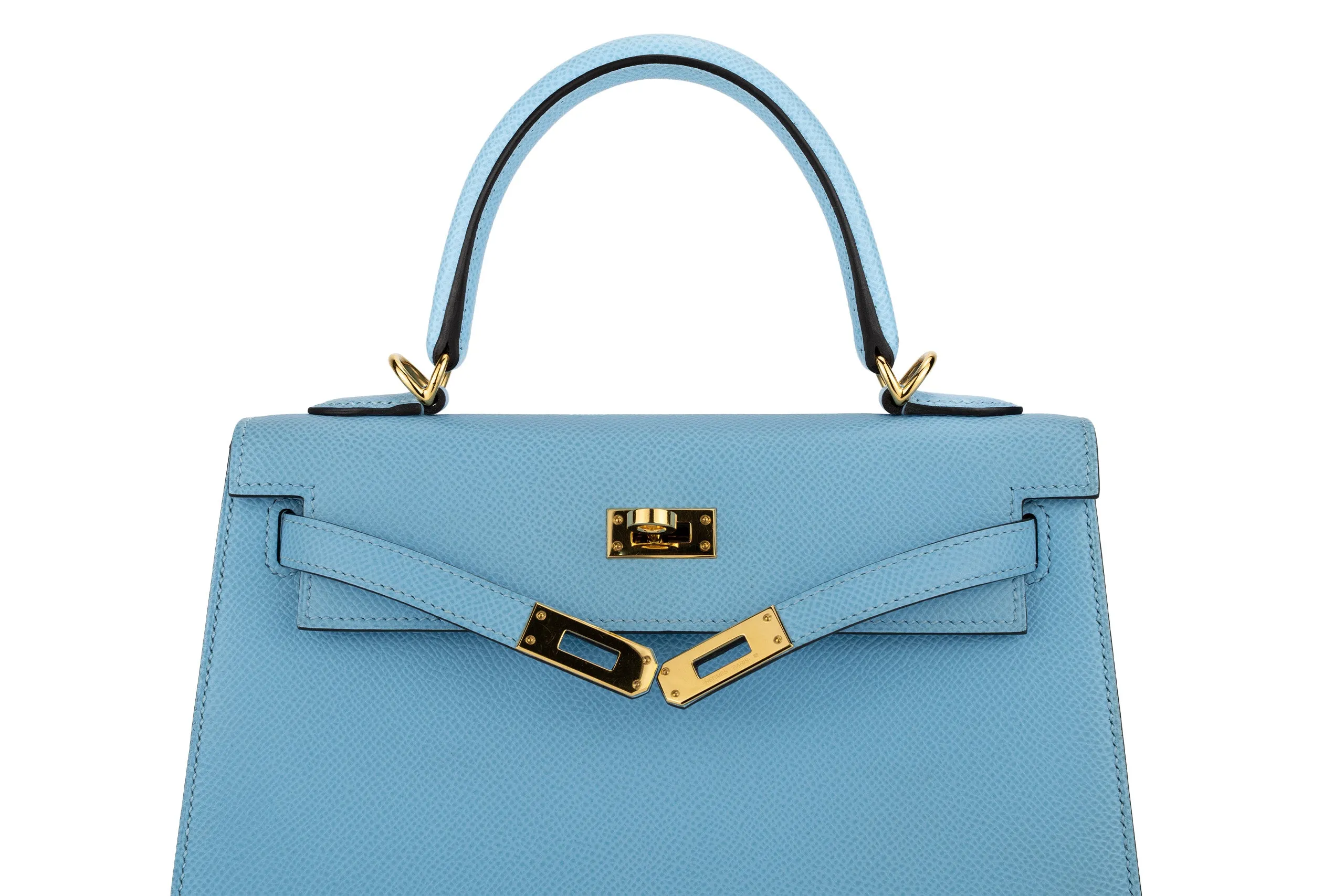 Hermès Kelly 25 Sellier Epsom Celeste GHW