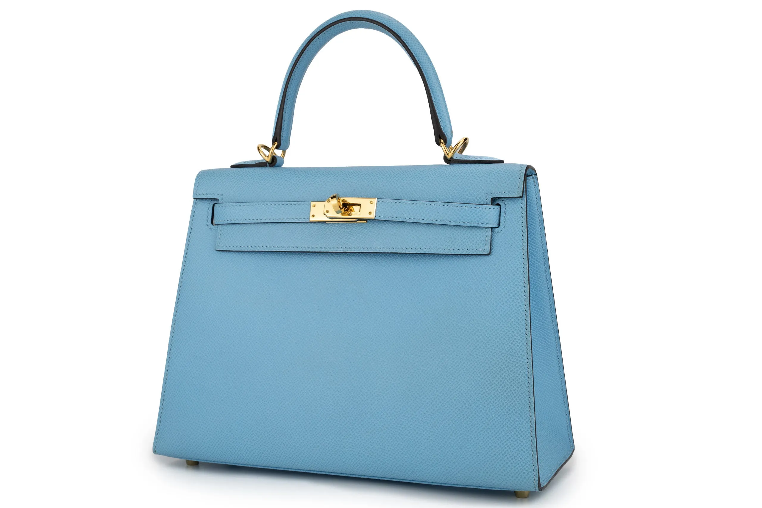Hermès Kelly 25 Sellier Epsom Celeste GHW