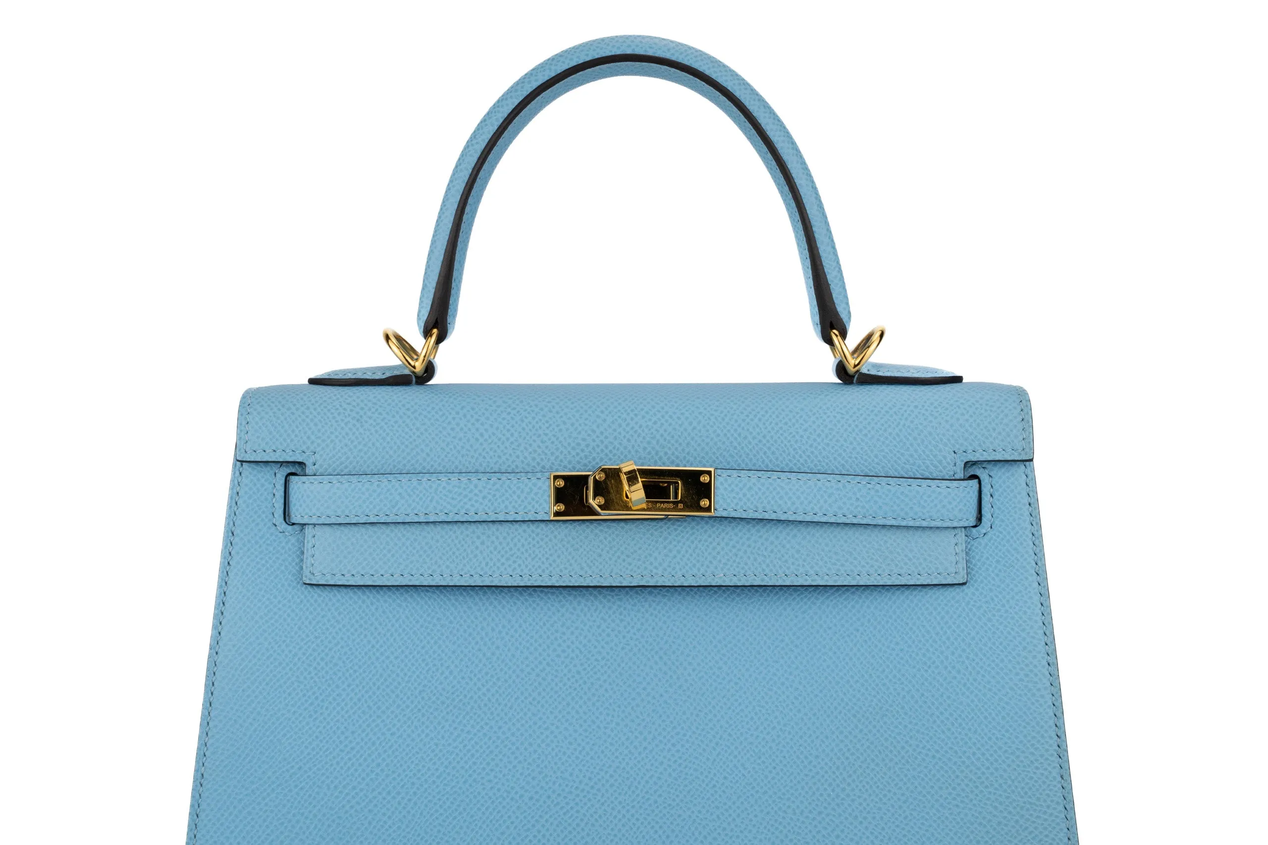 Hermès Kelly 25 Sellier Epsom Celeste GHW