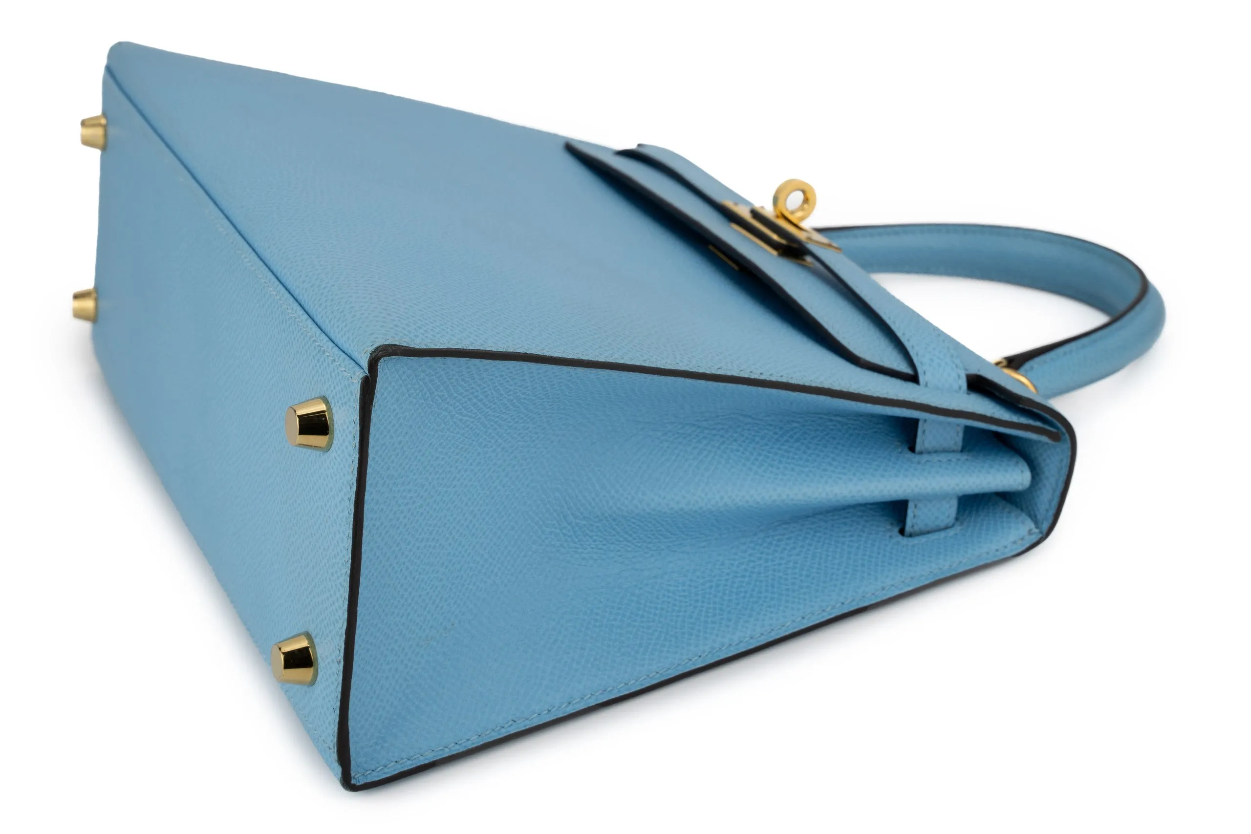 Hermès Kelly 25 Sellier Epsom Celeste GHW