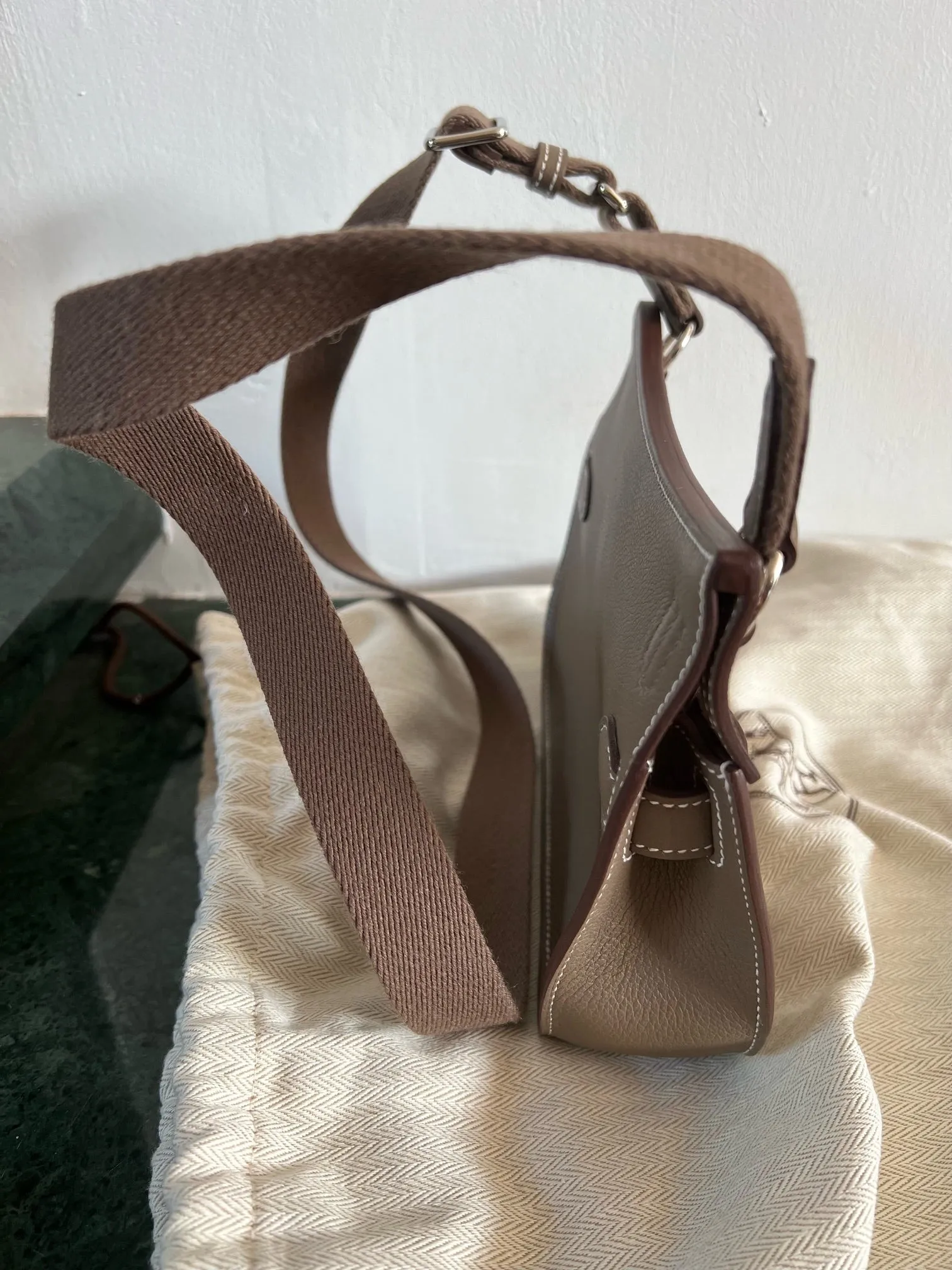 Hermès Mini Jyspsière Etoupe, PHW
