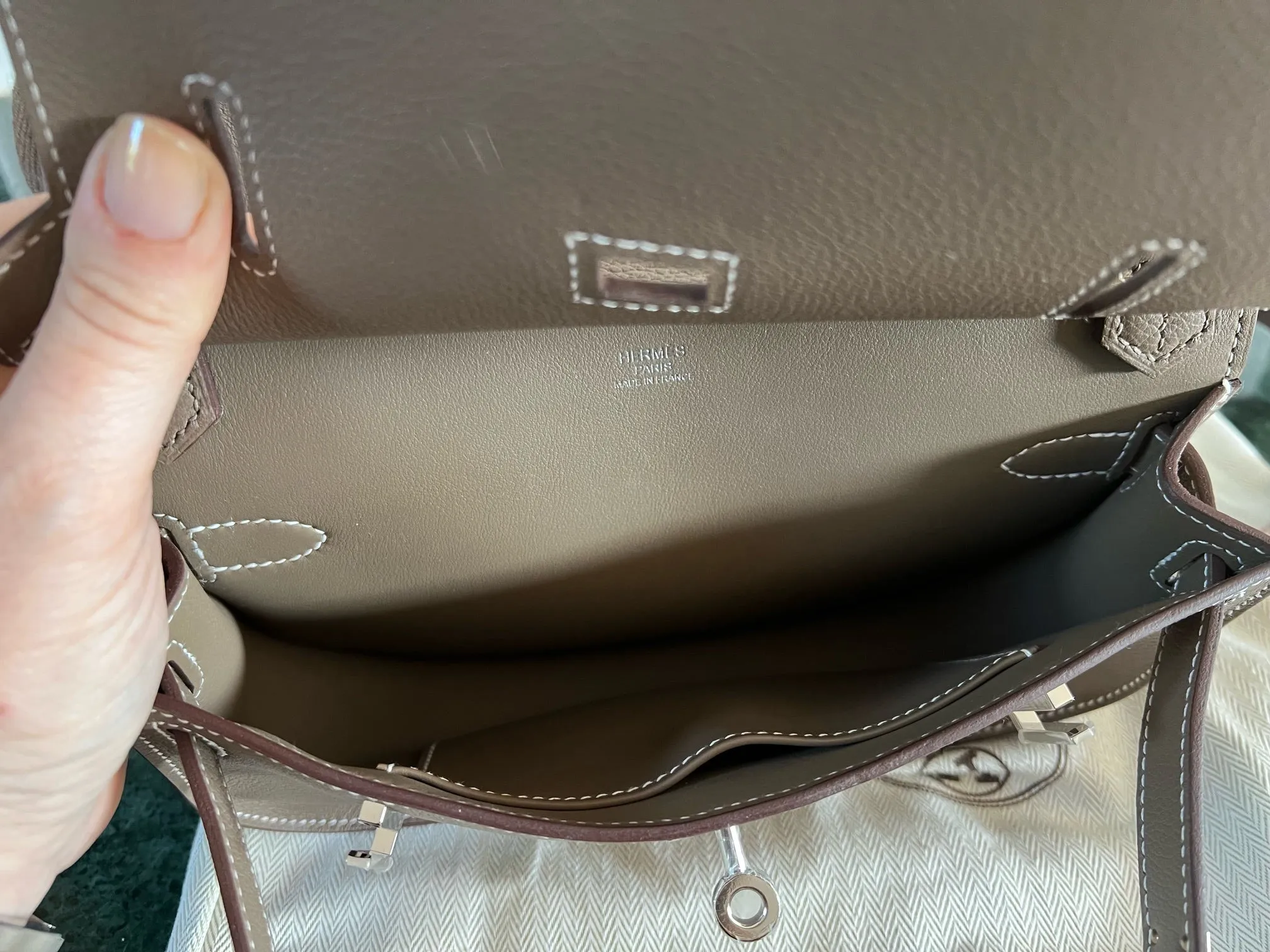 Hermès Mini Jyspsière Etoupe, PHW