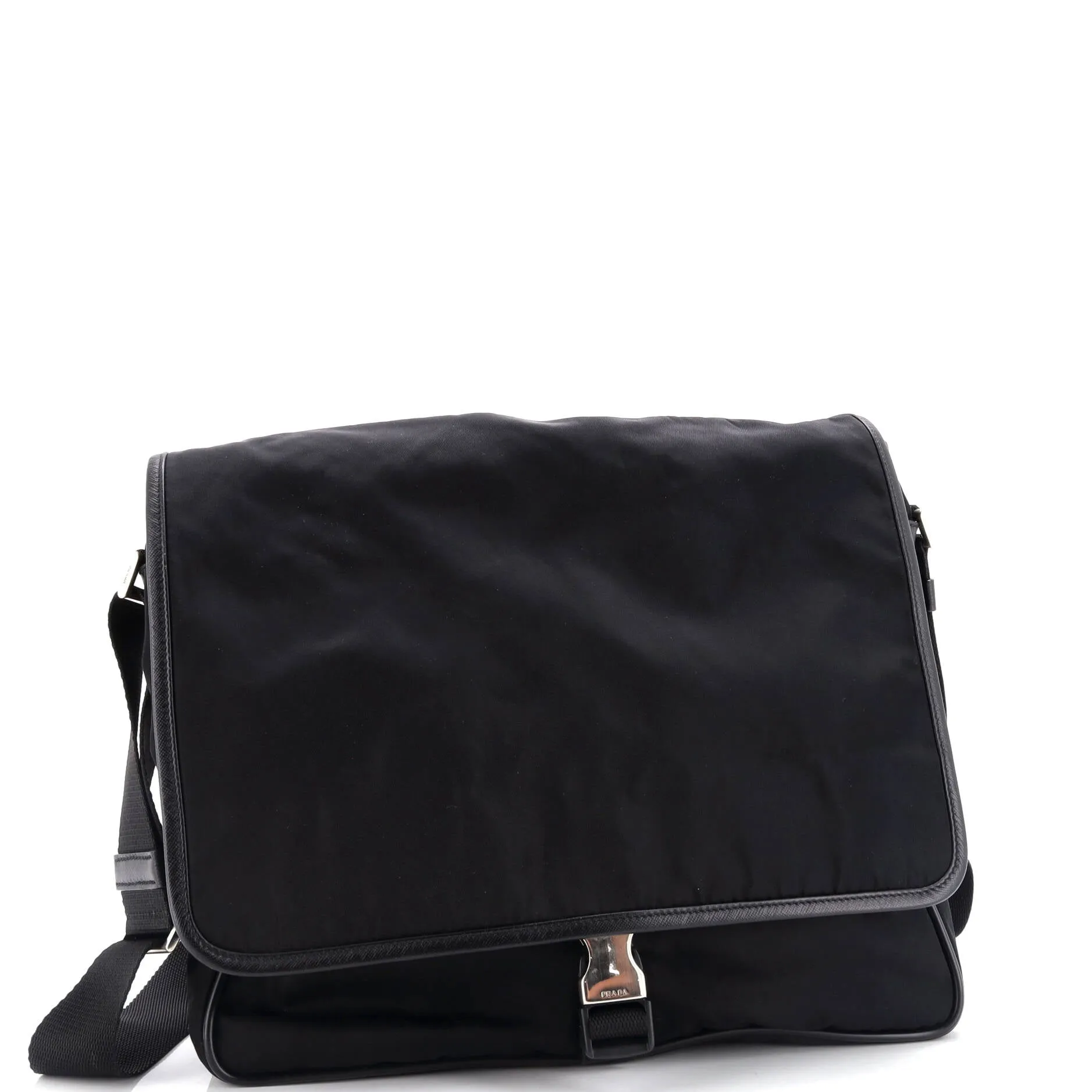 Impunturato Buckle Flap Messenger Bag Quilted Tessuto Small
