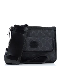 Interlocking G Patch Wristlet Flap Messenger Bag GG Coated Canvas Small