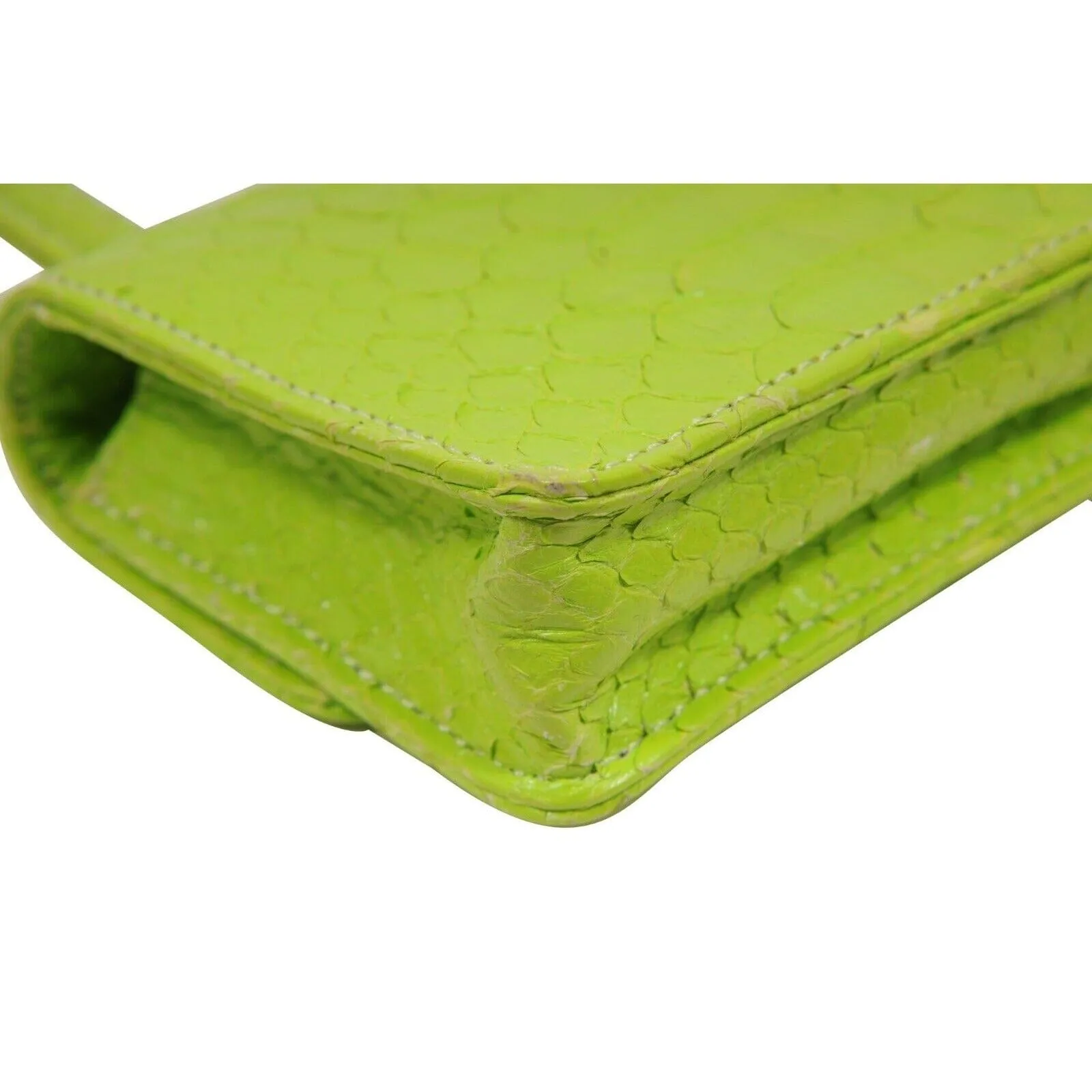 Itsy Bitsy Mini Bag Neon Green Python Leather Crossbody Purse