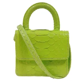 Itsy Bitsy Mini Bag Neon Green Python Leather Crossbody Purse
