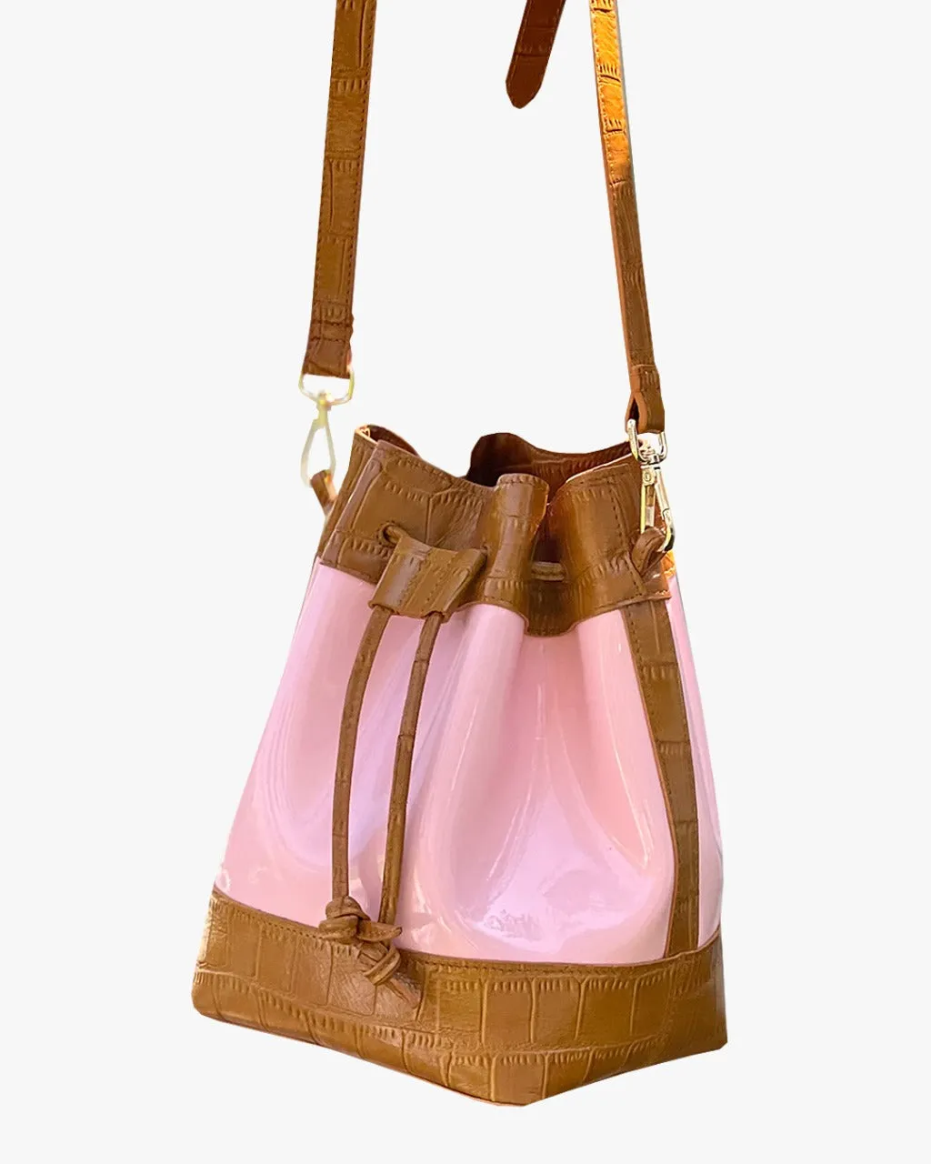 JELLY BUCKET BAG | CARAMEL & SOFT PINK