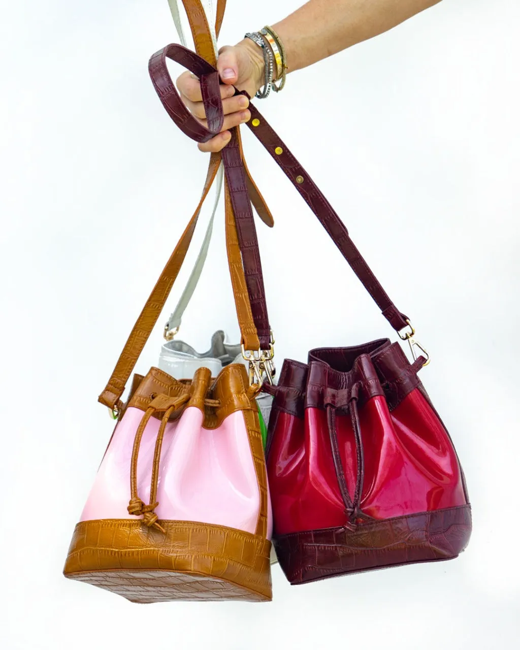 JELLY BUCKET BAG | CARAMEL & SOFT PINK