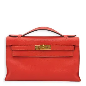 Kelly Pochette Rose Jaipur in Epsom, Gold hardware