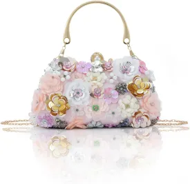 Lanpet Clutch Purses for Women Flower Evening Handbag Chain Strap Shoulder Bag for Formal Wedding Party