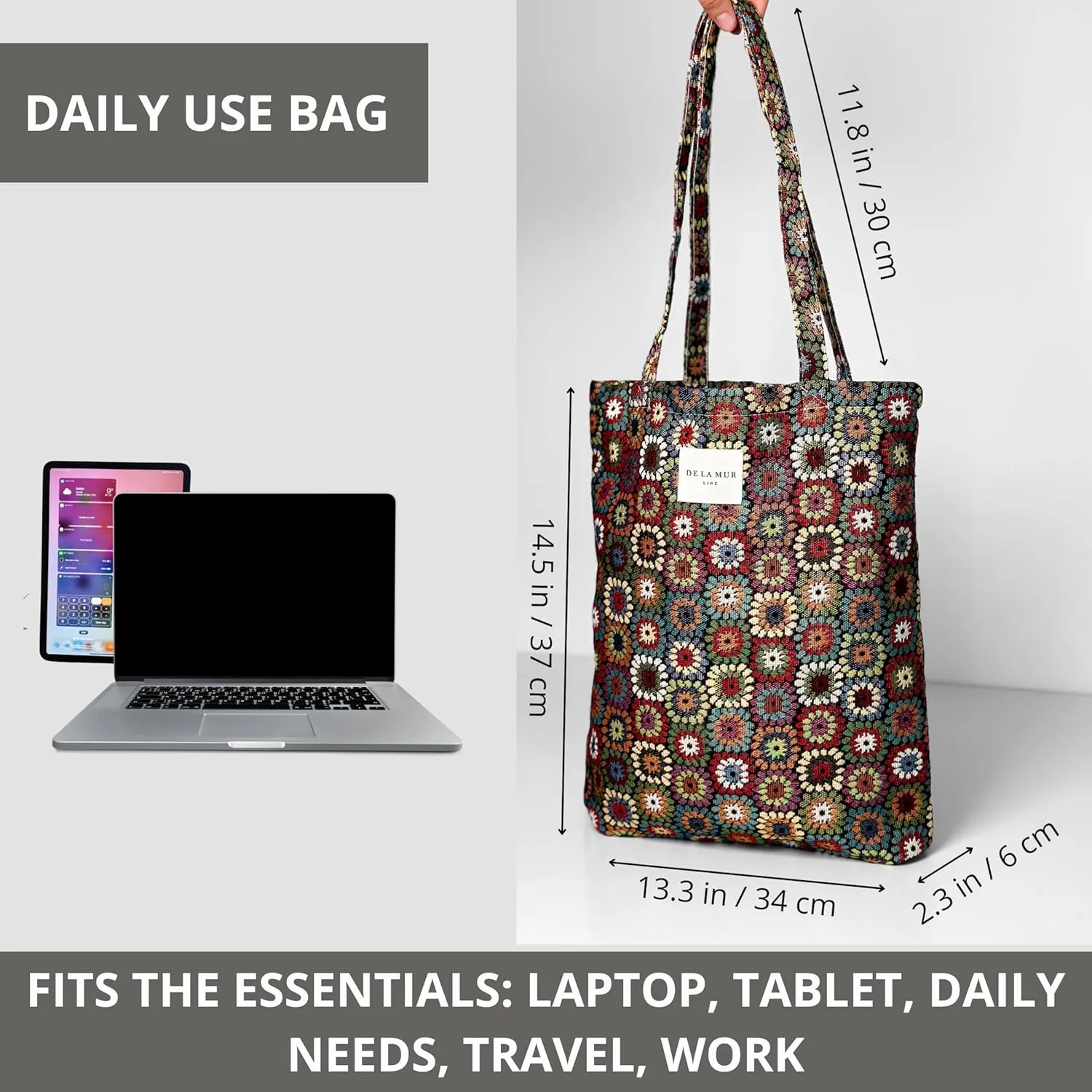 LARGE BOHO TOTE BAG for WOMEN  Animal Free Shoulder Bag  Boho Hippie Purse for Beach, Work & Daily Use