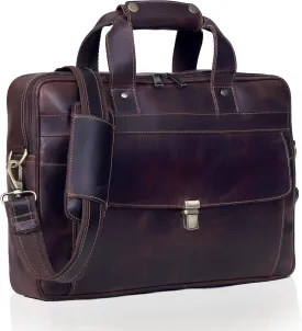 Leather Briefcase for Men and Women Vintage Laptop Messenger Bag 16 inches Handmade Professional Satchel Bag for Office Work Business Travel Unisex Shoulder Executive Bag