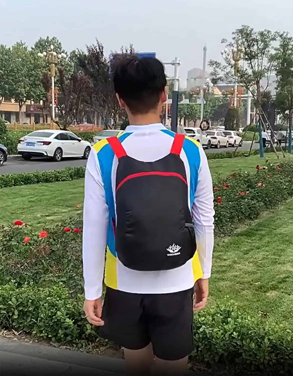 Lightweight Foldable Waterproof Backpack For Men Women Outdoor Sports Travel Leisure Bag Hiking Small Daypack 20L (Black-Blue)