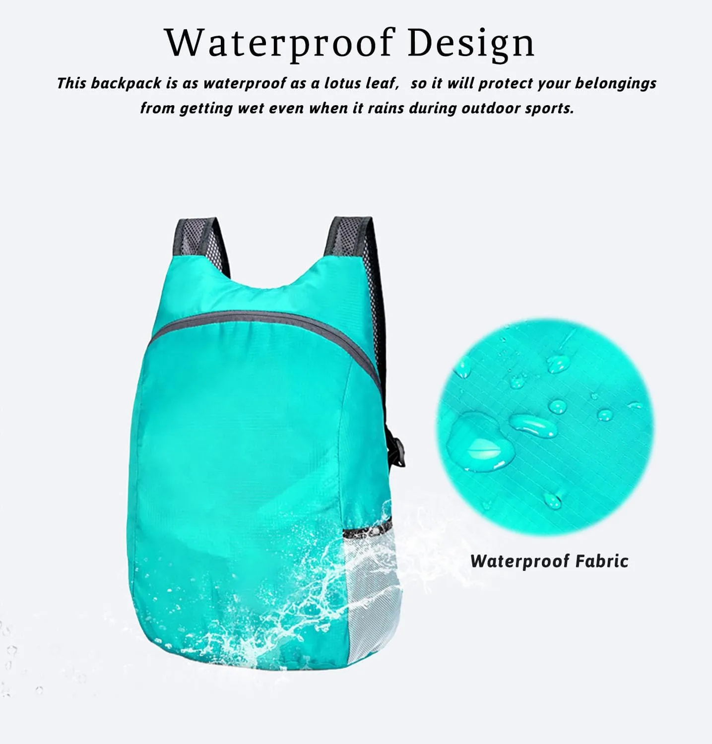 Lightweight Foldable Waterproof Backpack For Men Women Outdoor Sports Travel Leisure Bag Hiking Small Daypack 20L (Black-Blue)
