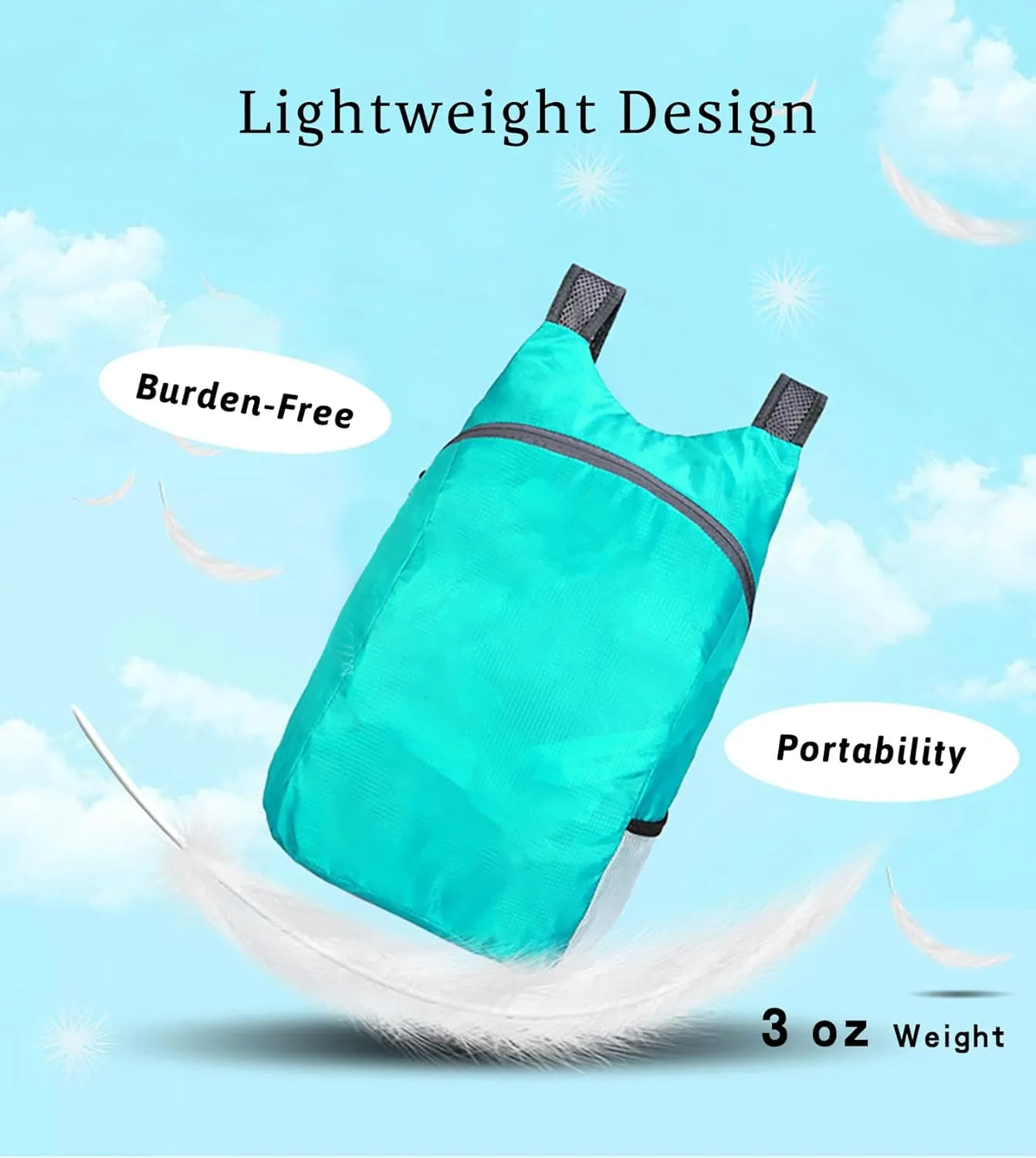 Lightweight Foldable Waterproof Backpack For Men Women Outdoor Sports Travel Leisure Bag Hiking Small Daypack 20L (Black-Blue)