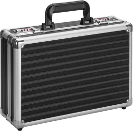 Locking Briefcase - Lockable Attache Case for Laptop & Documents, Dual Combination Locks, 14.2 x9.4 x4.5 Business Aluminum Frame Hard Case for Professionals, Businessmen, Lawyers - Black