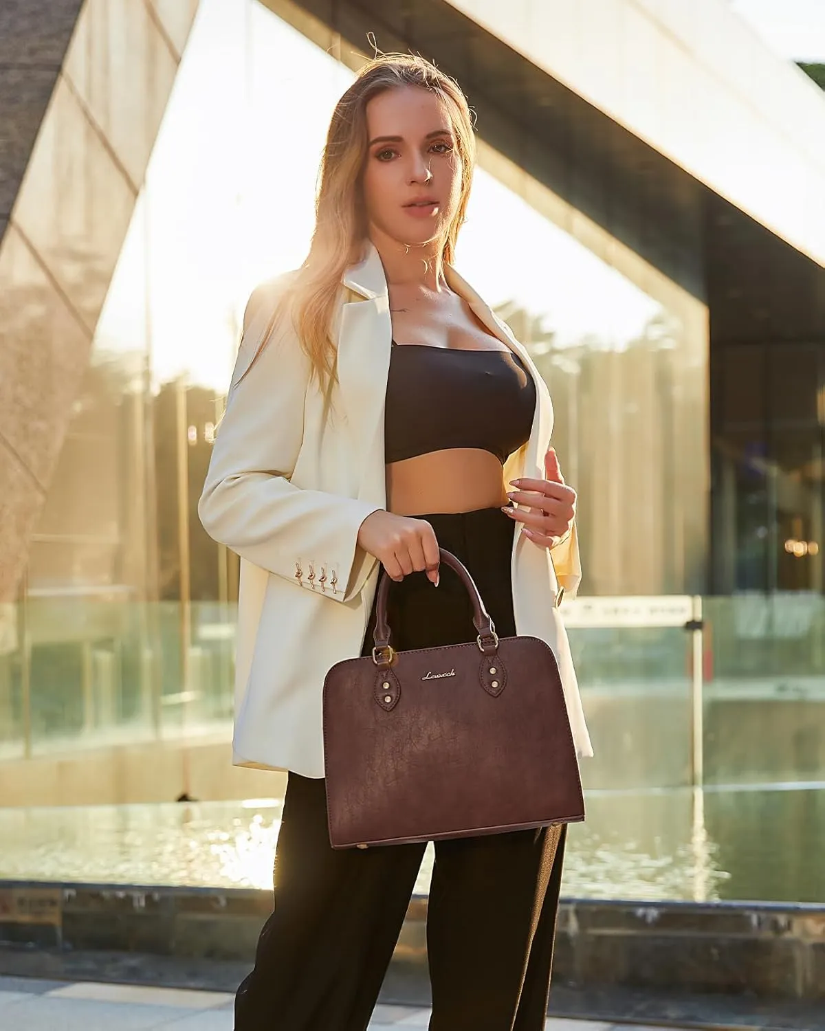 LOVEVOOK Purses and Handbags for Women, Vintage-Style Leather Top Handle Shoulder Bag Satchel Tote Crossbody Purse for Ladies