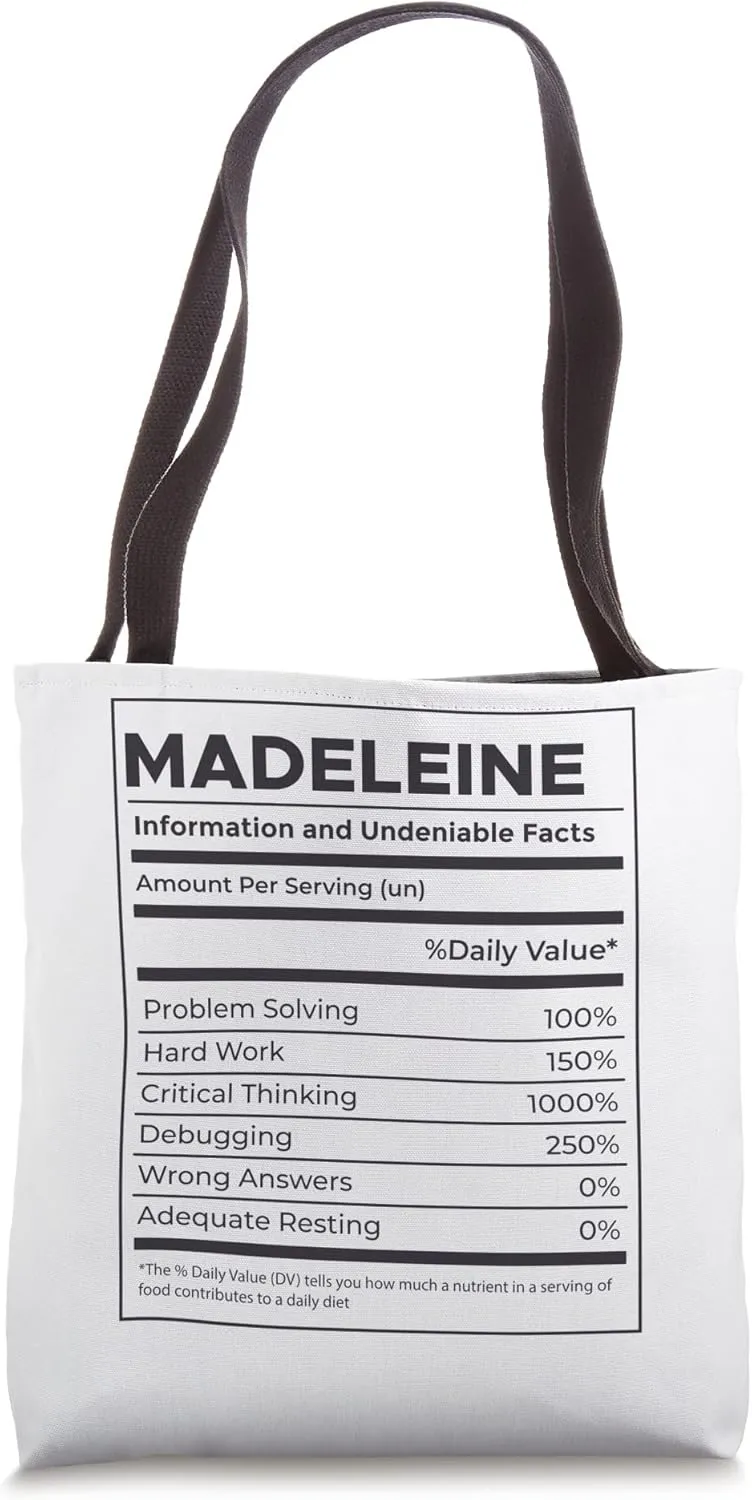 Madeleine Nutrition Information, Problem Solving Hard Work Tote Bag