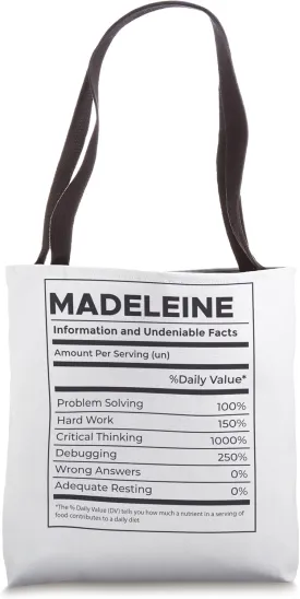 Madeleine Nutrition Information, Problem Solving Hard Work Tote Bag