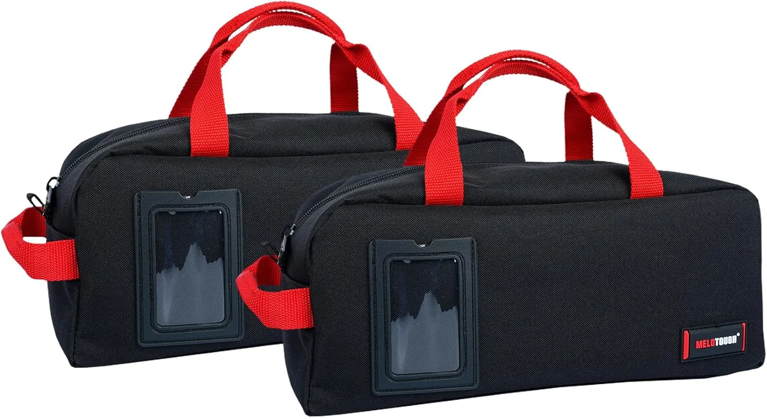 MELOTOUGH Small Canvas Tool Bag Tool Tote Bag with Zipper Utility 14 Inch Tool Organizer Bags for Electrician,Construction,Plumbing,HAVC (Black 2 Packs)