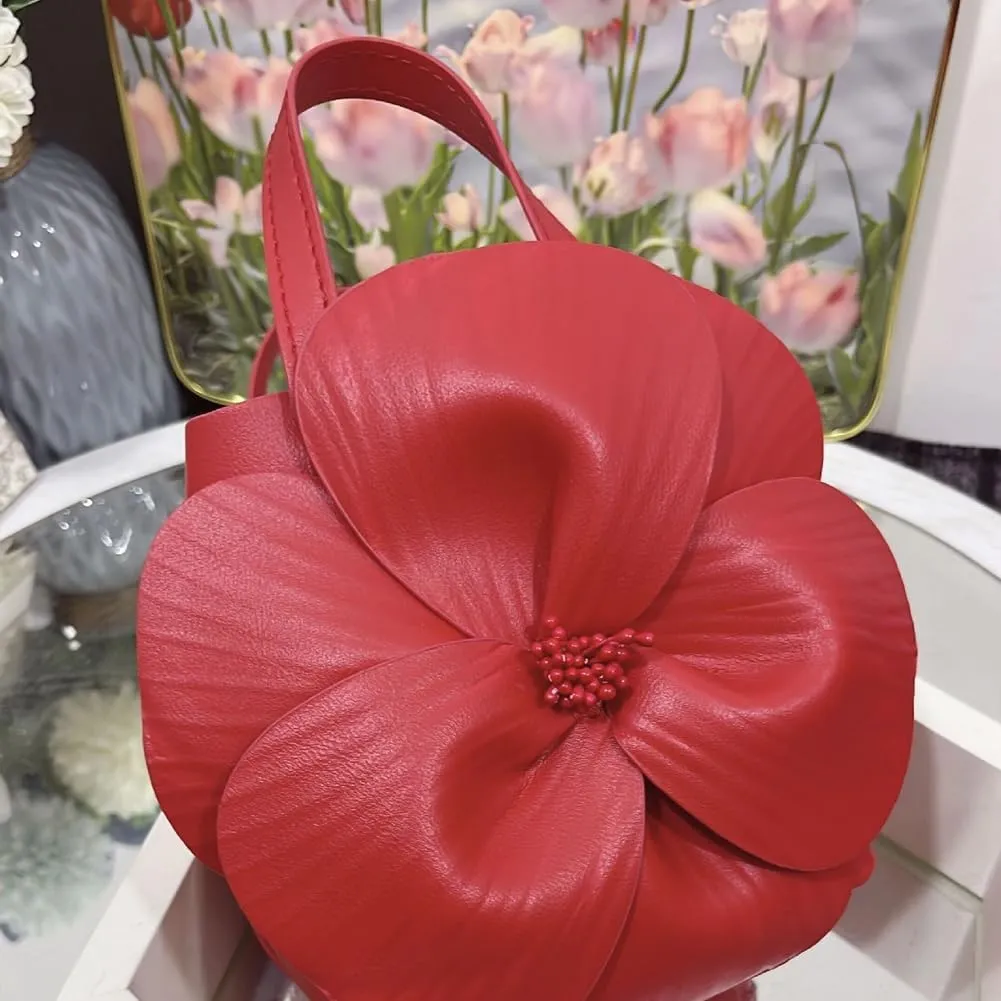 Mini Flower Evening Purse Floral Clutch Purses for Women PU Leather Evening Handbag with Chain Wedding Party Prom