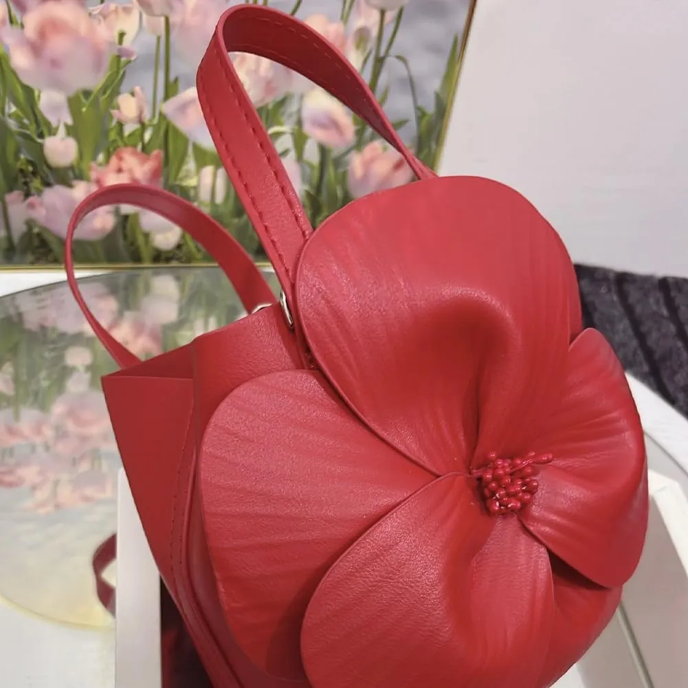 Mini Flower Evening Purse Floral Clutch Purses for Women PU Leather Evening Handbag with Chain Wedding Party Prom