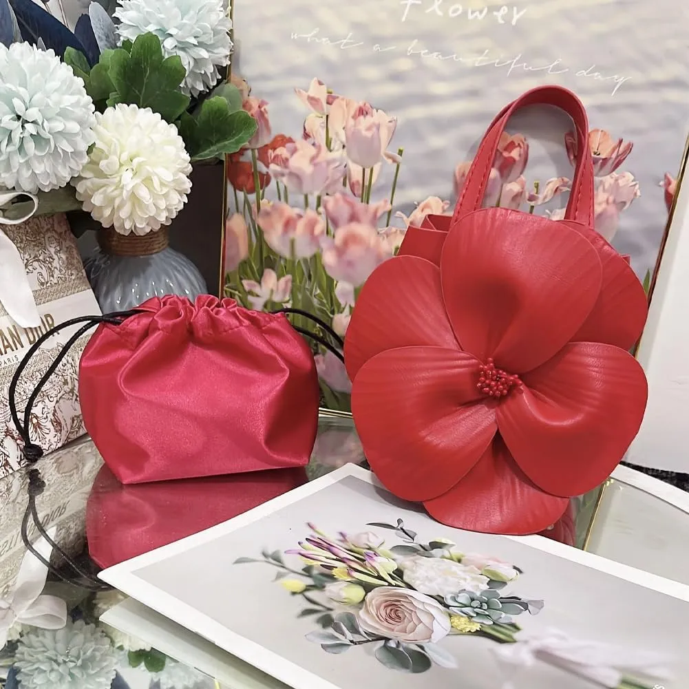 Mini Flower Evening Purse Floral Clutch Purses for Women PU Leather Evening Handbag with Chain Wedding Party Prom