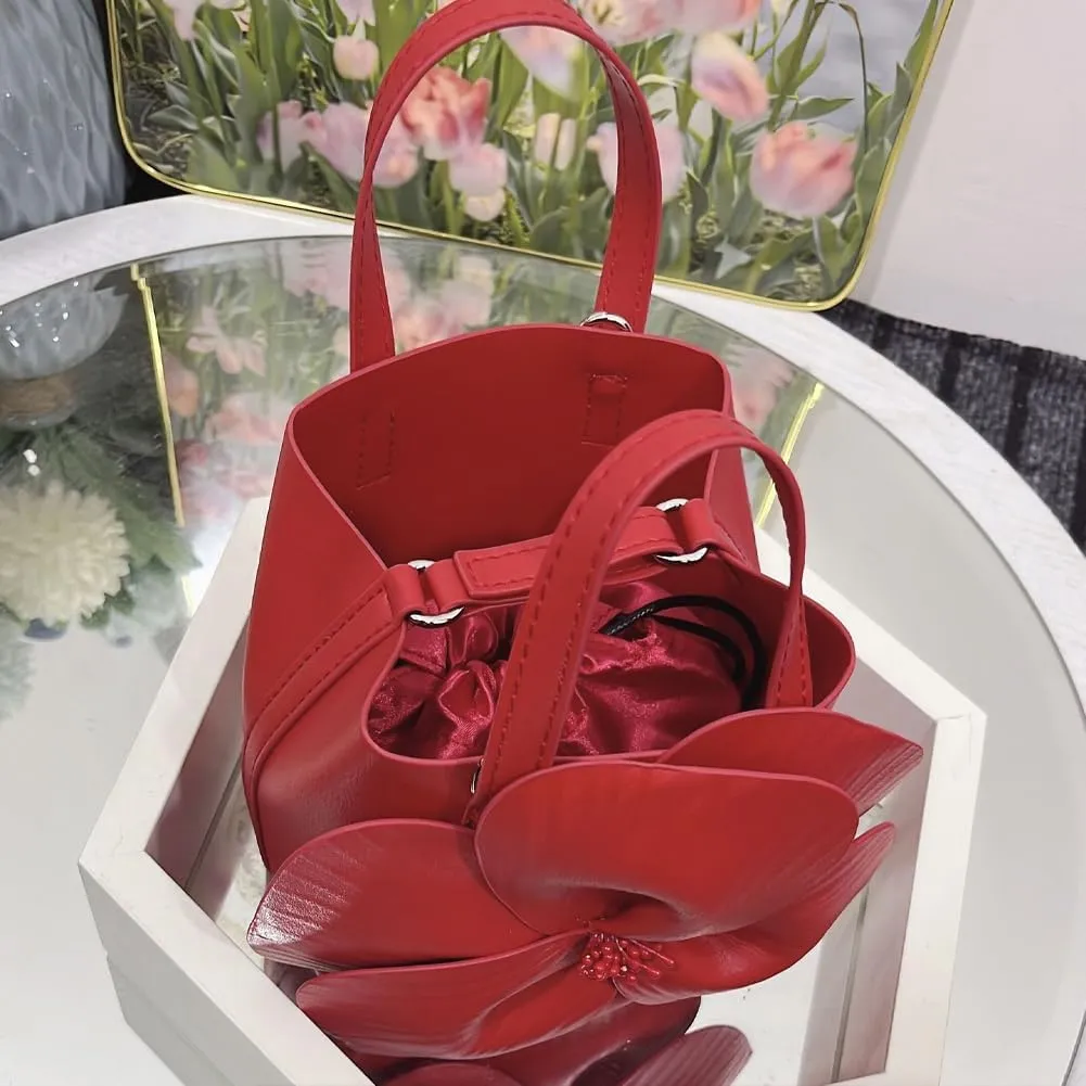 Mini Flower Evening Purse Floral Clutch Purses for Women PU Leather Evening Handbag with Chain Wedding Party Prom