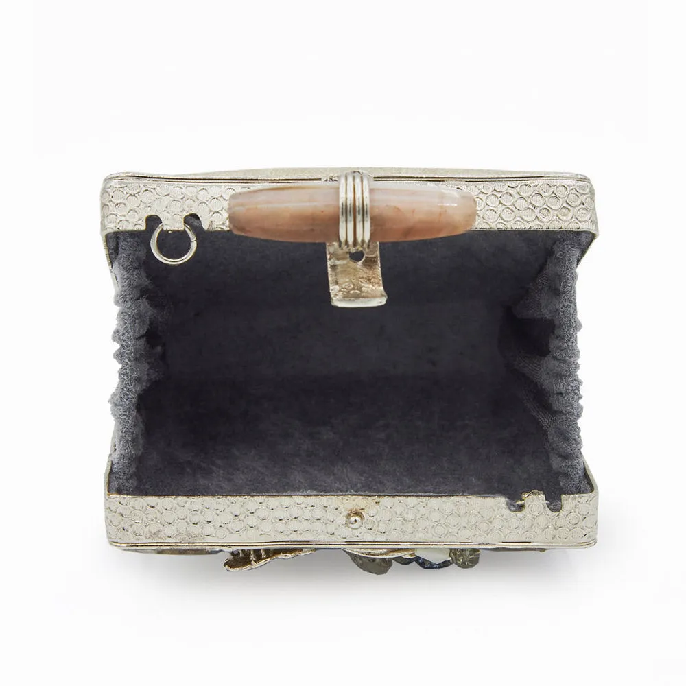 Mini Pearl Beauty Silver Clutch - Women's bridal and bridesmaids clutch bag