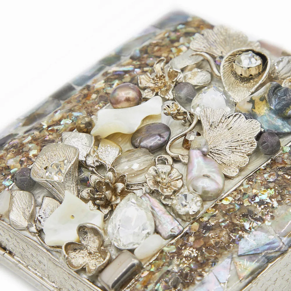 Mini Pearl Beauty Silver Clutch - Women's bridal and bridesmaids clutch bag