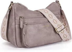 Missnine Crossbody Bags for Women, Medium Size Purses With Wide Shoulder Strap, Leather Trendy Cross Body Shoulder Handbags