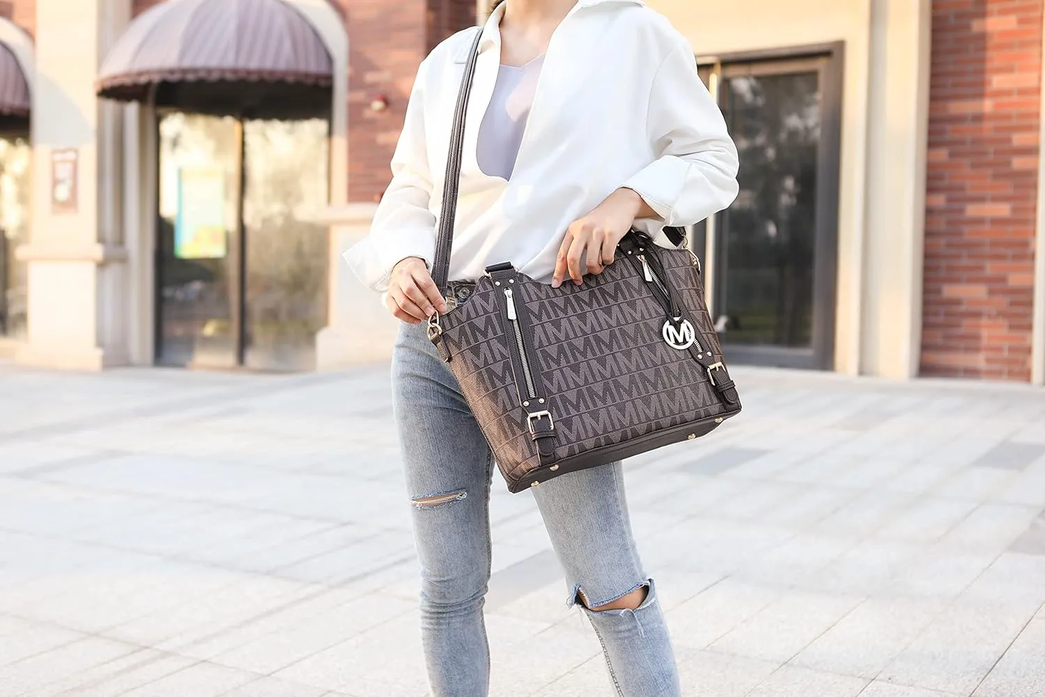 MKF Collection Tote Satchel Handbag for Women: PU Leather Shoulder Bag  Top-Handle Purse, Ladies Pocketbook By Mia K