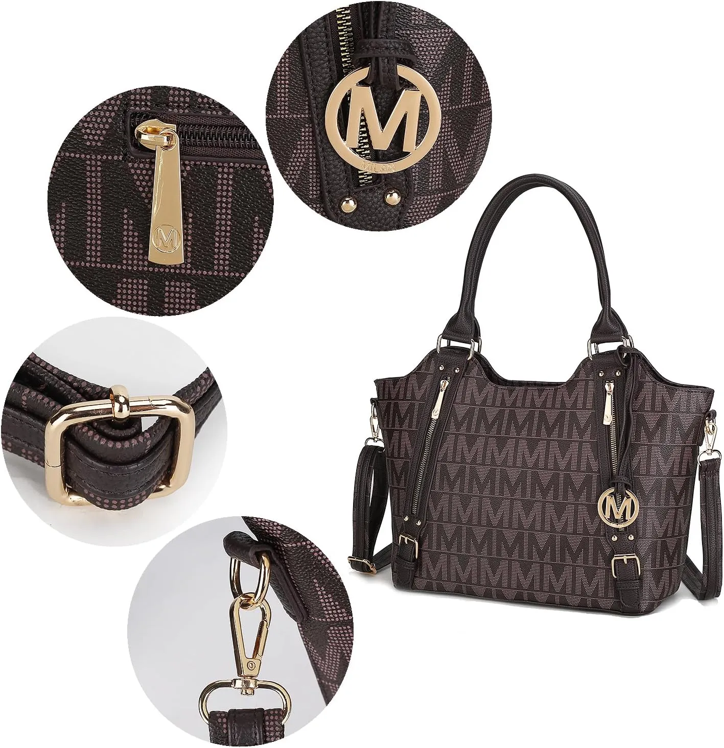 MKF Collection Tote Satchel Handbag for Women: PU Leather Shoulder Bag  Top-Handle Purse, Ladies Pocketbook By Mia K