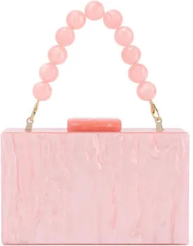 Oweisong Women Acrylic Clutch Purse Formal Wedding Evening Handbag Marble Party Shoulder Crossbody Bag with Bead Chain