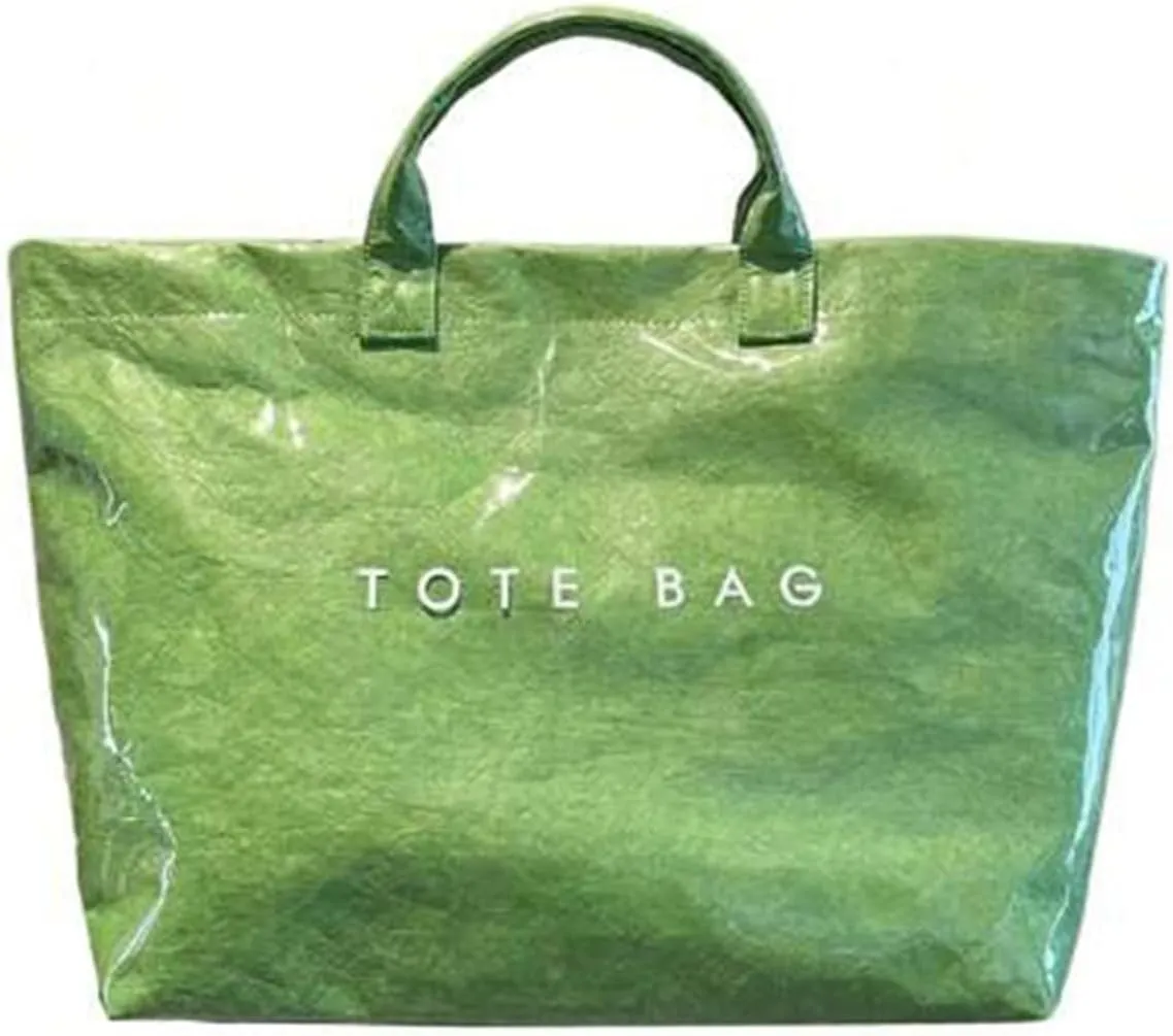 PVC Tote Bag for Women Large Work Tote Bag, Large Capacity Green Jelly Bag, Letter Print Tote Handbag