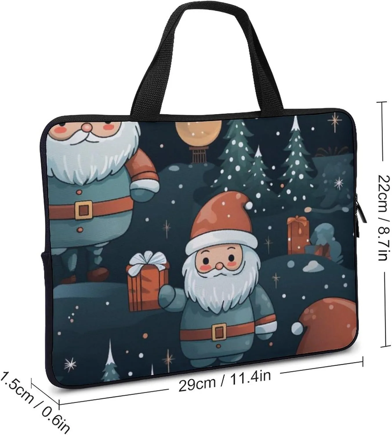 Santa Claus Pattern Messenger Bag Case Sleeve for Laptop Briefcase
