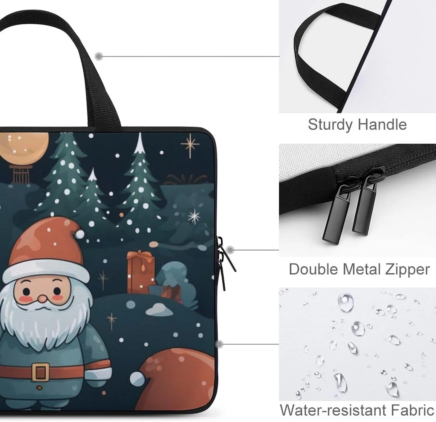 Santa Claus Pattern Messenger Bag Case Sleeve for Laptop Briefcase